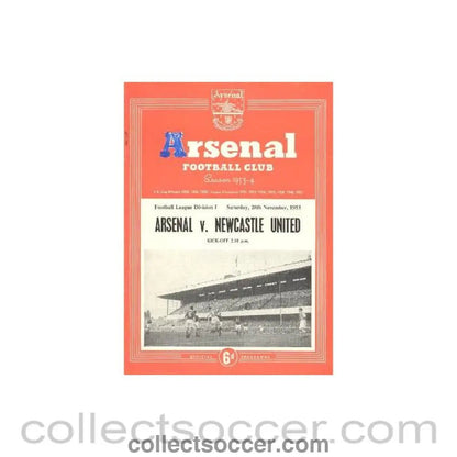 1953 - Arsenal v Newcastle United official programme 28/11/1953 - Collect Soccer