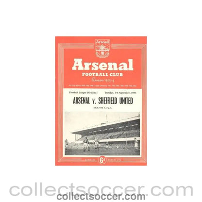 1953 - Arsenal v Sheffield United official programme 01/09/1953