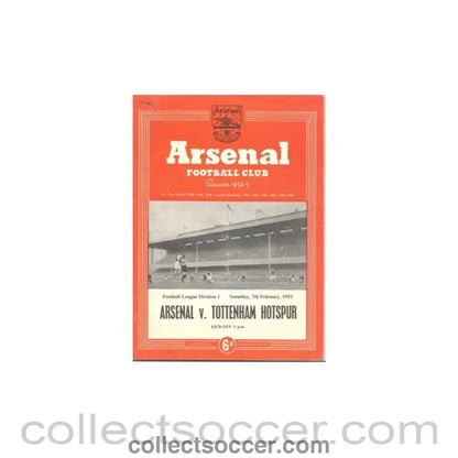 1953 - Arsenal v Tottenham Hotspur official programme 07/02/1953