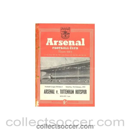 1953 - Arsenal v Tottenham Hotspur official programme 07/02/1953, half price - Collect Soccer