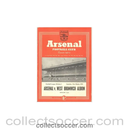 1953 - Arsenal v West Bromwich Albion official programme 21/03/1953