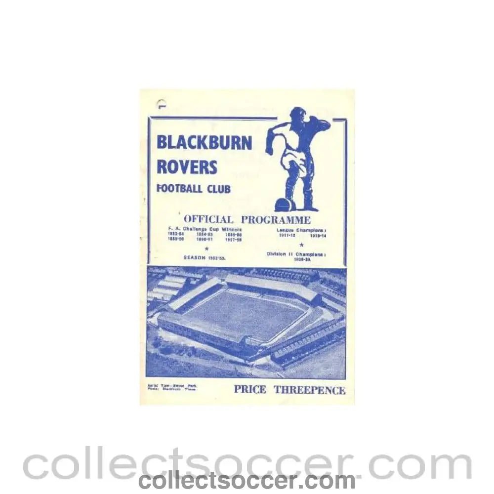 1953 - Blackburn Rovers v Sheffield United official programme 21/02/1953 - Collect Soccer
