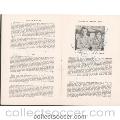 1953 - Bohemians Selected v Chelsea signed by many players inc Stanley Matthews Football Programme 08/05/1953 - Collect Soccer