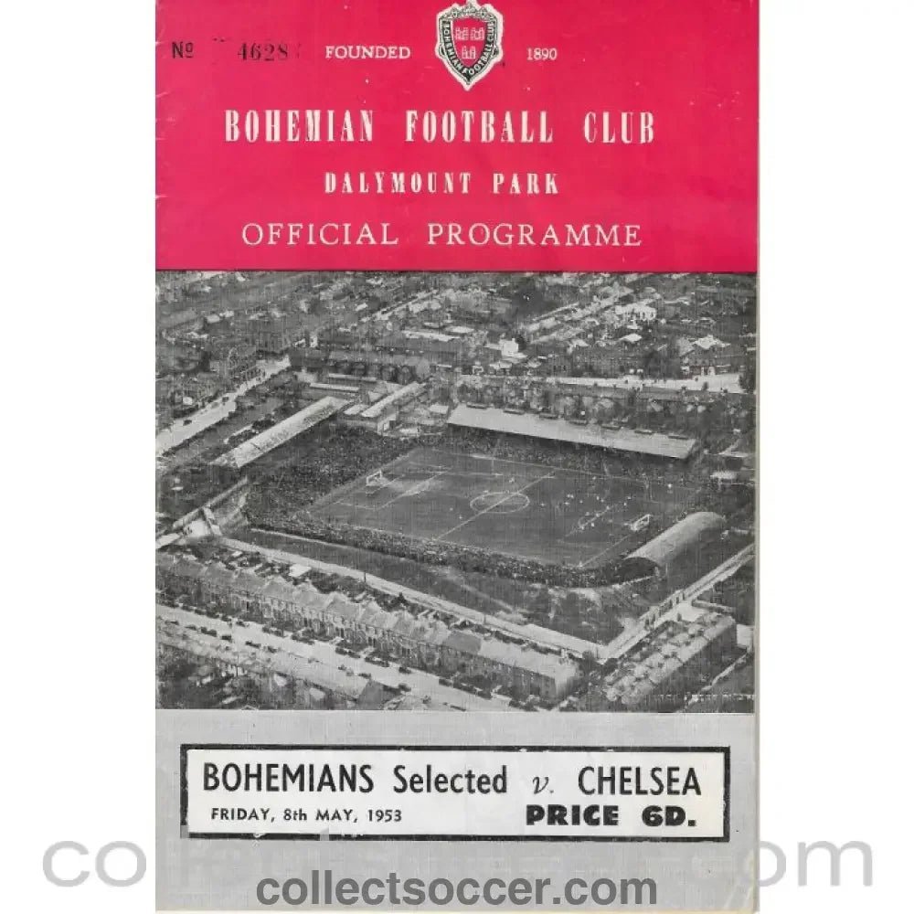 1953 - Bohemians Selected v Chelsea signed by many players inc Stanley Matthews Football Programme 08/05/1953 - Collect Soccer