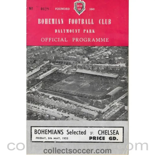 1953 - Bohemians Selected v Chelsea signed by many players inc Stanley Matthews Football Programme 08/05/1953 - Collect Soccer