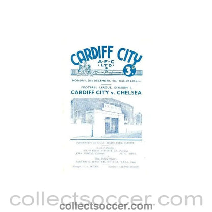 1953 - Cardiff City vChelsea official programme 28/12/1953 - Collect Soccer