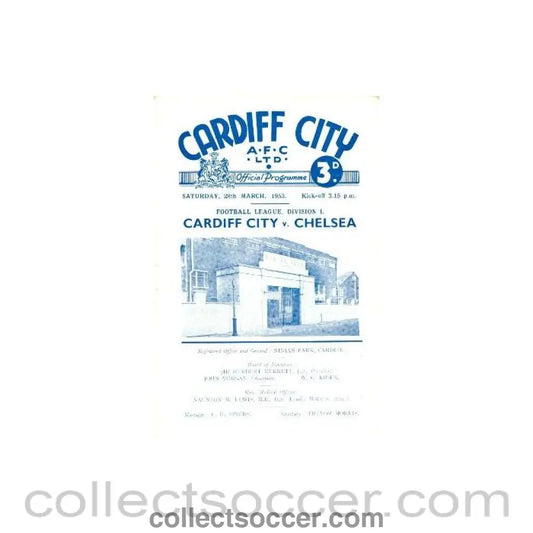 1953 - Cardiff vChelsea official programme 28/03/1953 - Collect Soccer