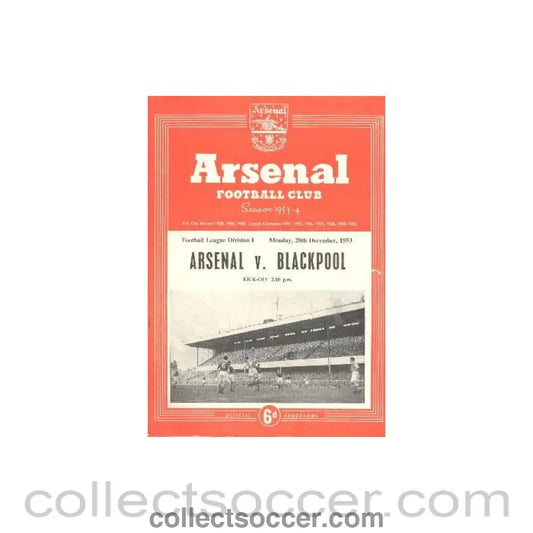1953 Charity Shield Programme Arsenal v Blackpool