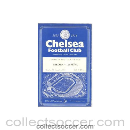 1953 - Chelsea Reserves v Arsenal Reserves official programme 07/12/1953 London F.A. Challenge Cup Final, reduced price - Collect Soccer