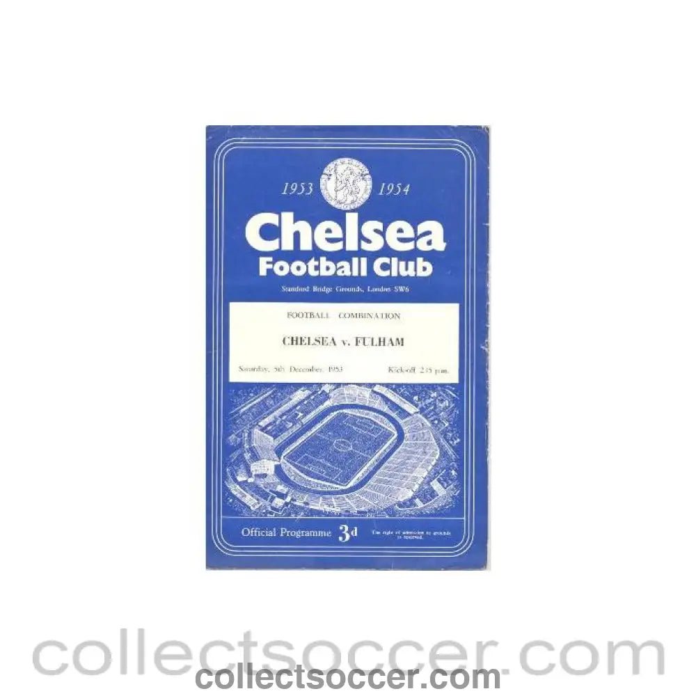 1953 - Chelsea Reserves v Fulham Reserves official programme 05/12/1953 - Collect Soccer