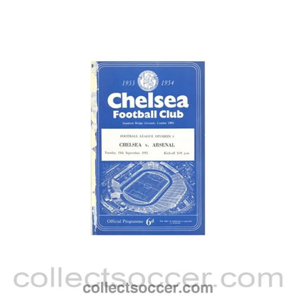 1953 - Chelsea v Arsenal official programme 15/09/1953, reduced price - Collect Soccer