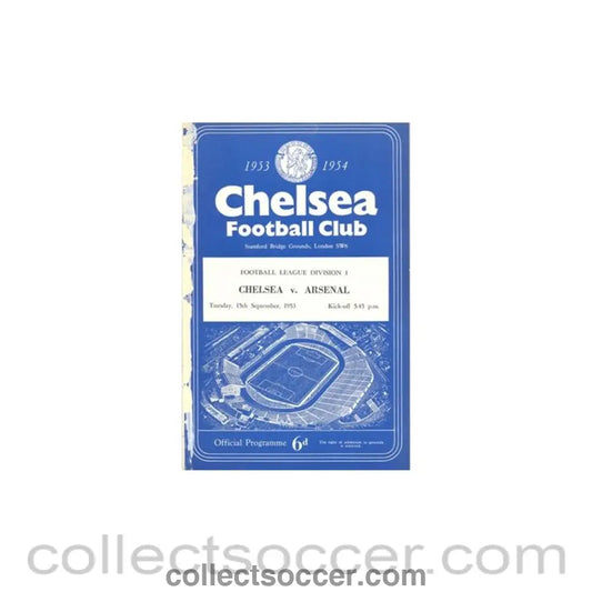 1953 - Chelsea v Arsenal official programme 15/09/1953 reduced price