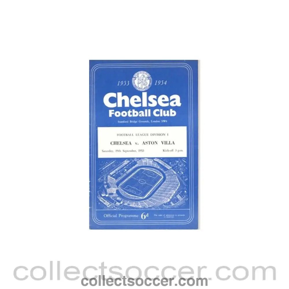 1953 - Chelsea v Aston Villa official programme 19/09/1953 - Collect Soccer