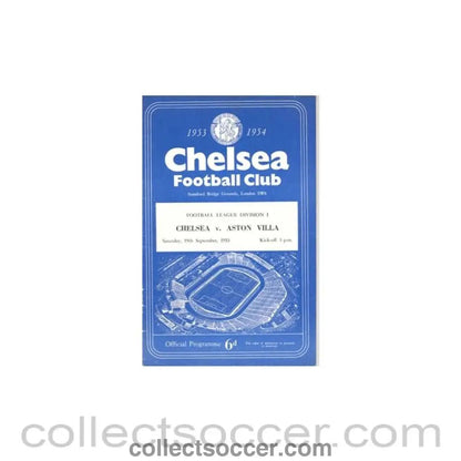 1953 - Chelsea v Aston Villa official programme 19/09/1953 - Collect Soccer