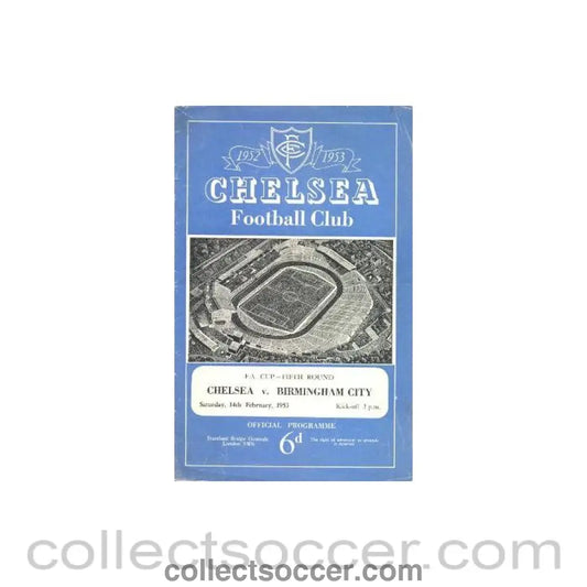 1953 - Chelsea v Birmingham City official programme 14/02/1953