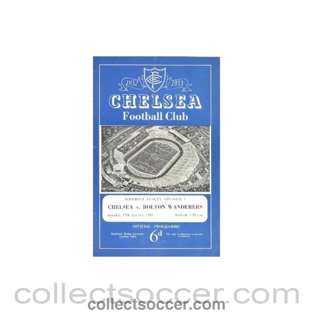 1953 - Chelsea v Bolton Wanderers official programme 17/01/1953 - Collect Soccer