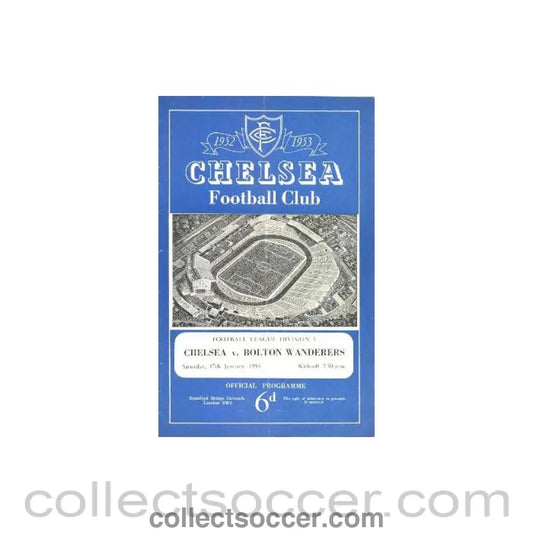 1953 - Chelsea v Bolton Wanderers official programme 17/01/1953