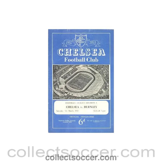 1953 - Chelsea v Burnley official programme 07/03/1953