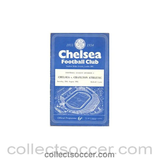 1953 - Chelsea v Charlton Athletic official programme 29/08/1953
