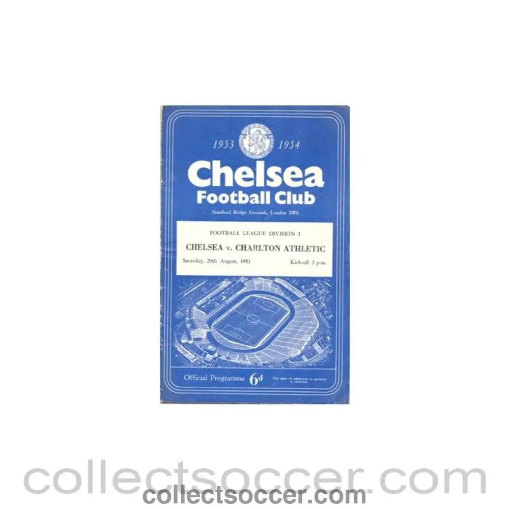 1953 - Chelsea v Charlton Athletic official programme 29/08/1953 - Collect Soccer