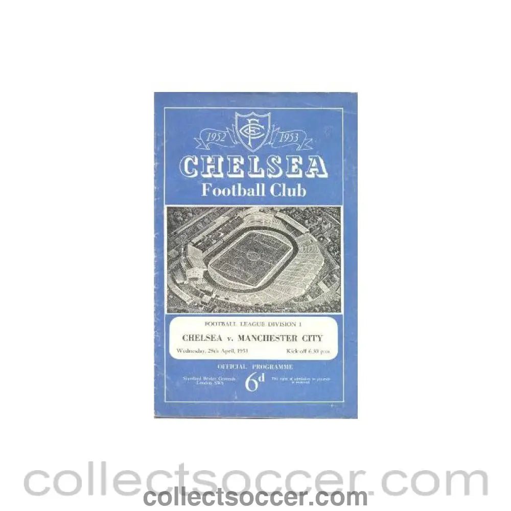 1953 - Chelsea v Manchester City official programme 29/04/1953 - Collect Soccer
