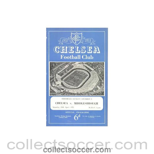 1953 - Chelsea v Middlesbrough official programme 18/04/1953