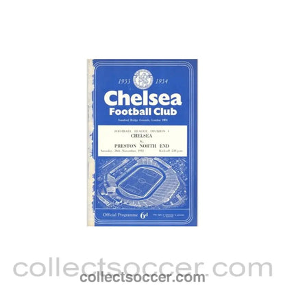 1953 - Chelsea v Preston North End official programme 28/11/1953 reduced price