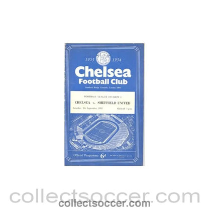 1953 - Chelsea v Sheffield United official programme 05/09/1953 - Collect Soccer