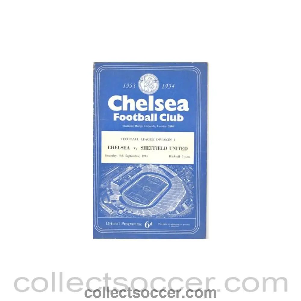 1953 - Chelsea v Sheffield United official programme 05/09/1953 - Collect Soccer