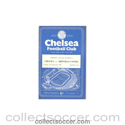 1953 - Chelsea v Sheffield United official programme 05/09/1953