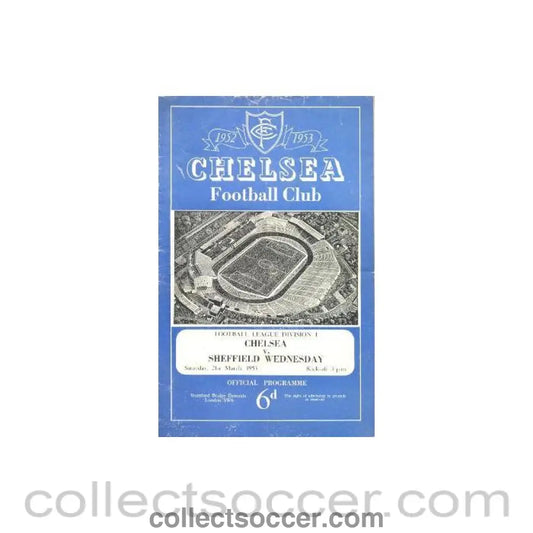 1953 - Chelsea v Sheffield Wednwsday official programme 21/03/1953
