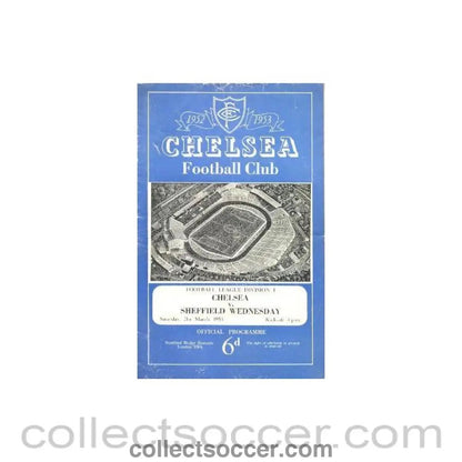1953 - Chelsea v Sheffield Wednwsday official programme 21/03/1953 - Collect Soccer