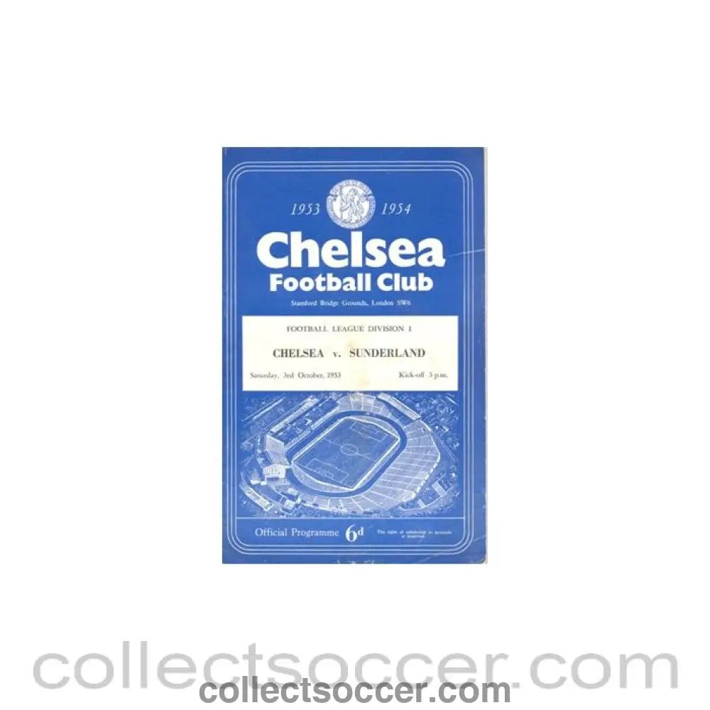 1953 - Chelsea v Sunderland official programme 03/10/1953 - Collect Soccer