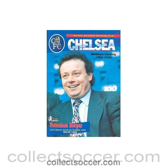 1953 - Chelsea v Tottenham Hotspur official programme 26/10/1996. Mattew Harding 1953 - 1996 died the same year in a helicopter crash - Collect Soccer