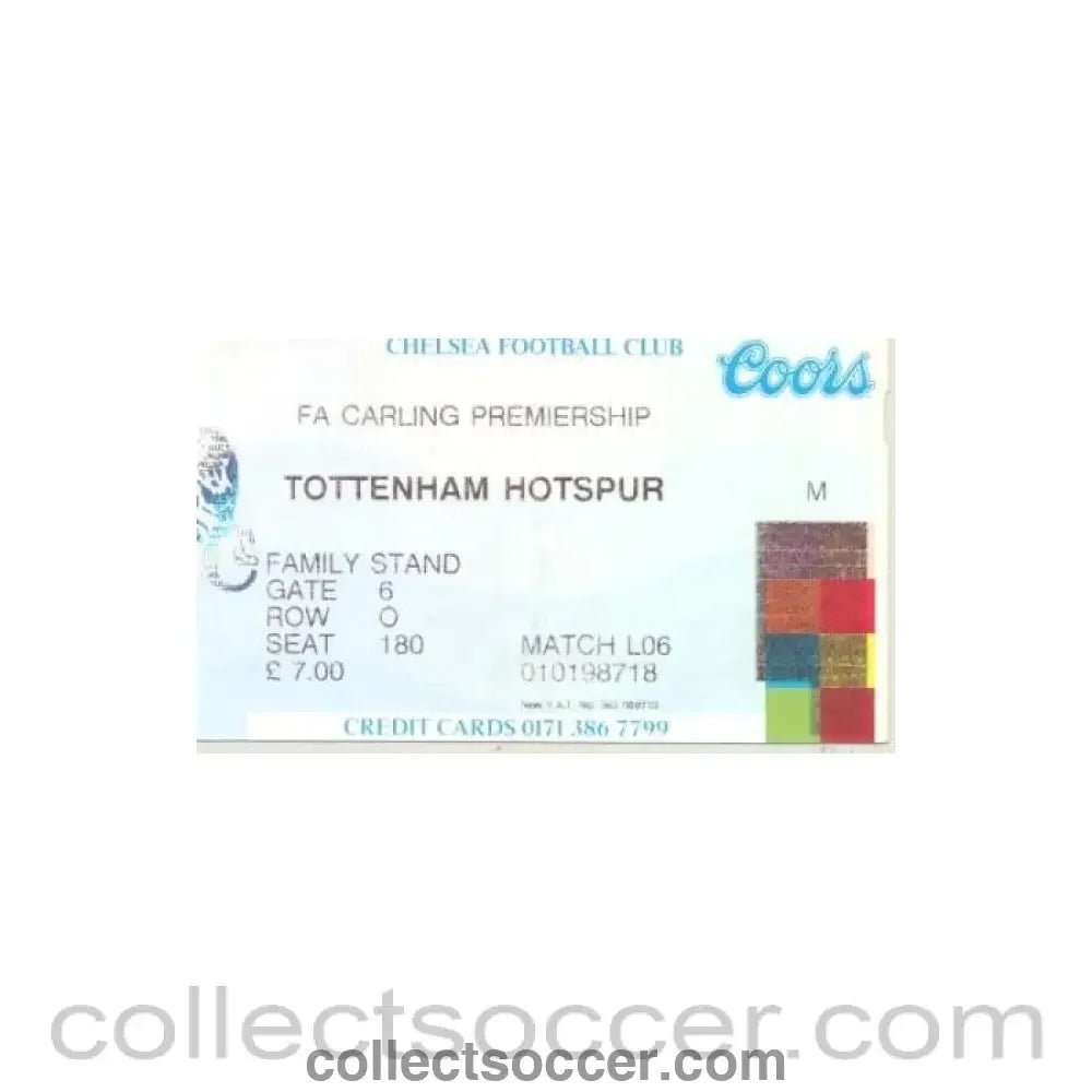 1953 - Chelsea v Tottenham Hotspur ticket 26/10/1996 Mattew Harding 1953-1996 - Collect Soccer