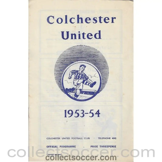 1953 - Colchester United v Walsall 26/09/1953 Football Programme - Collect Soccer