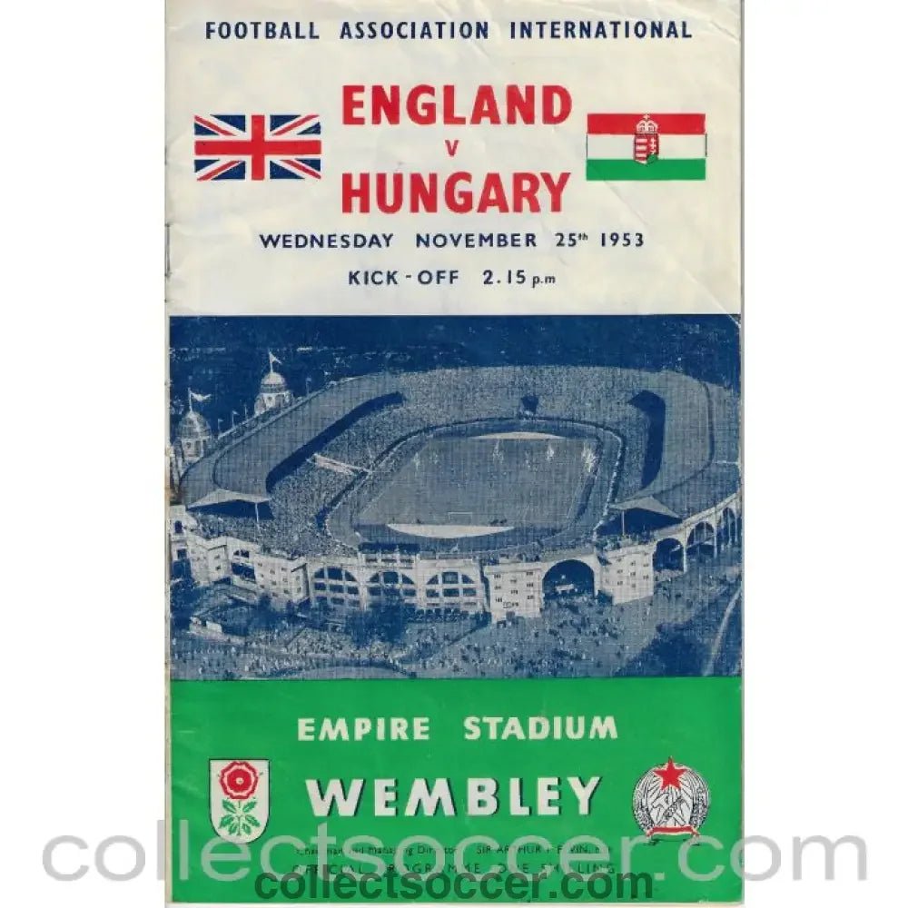1953 England V Hungary Programme 25/11/1953 - Collect Soccer