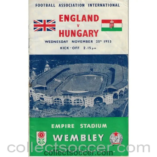 1953 England V Hungary Programme 25/11/1953 - Collect Soccer