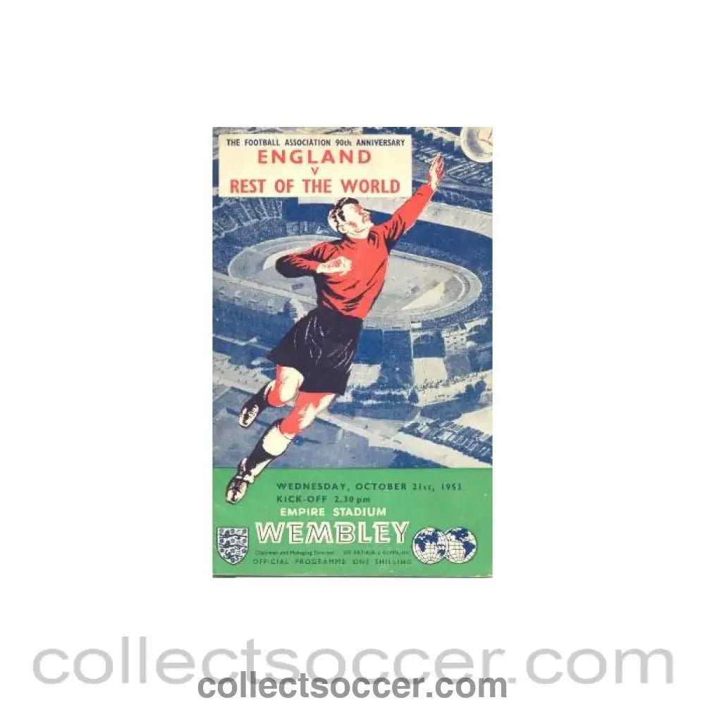 1953 England v The Rest Of The World official programme 21/10/1953 - Collect Soccer