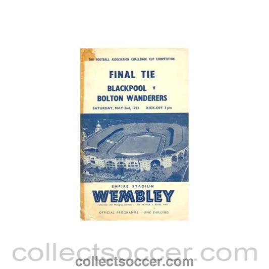 1953 FA Cup Final Programme Blackpool v Bolton tape to cover