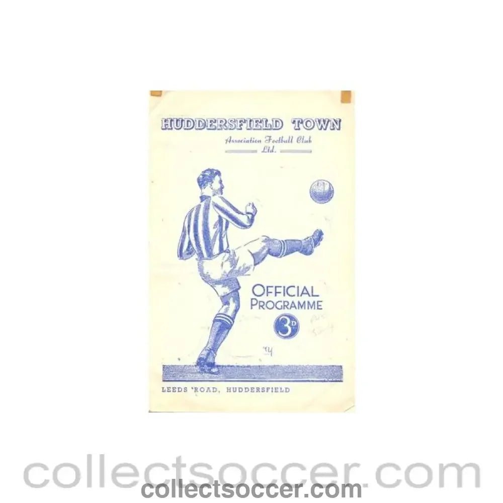 1953 - Huddersfield Town v Preston North End official programme 12/12/1953 Football League - Collect Soccer
