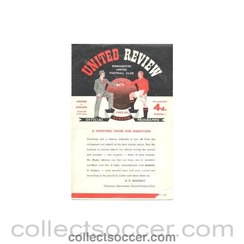 1953 - Manchester United vChelsea official programme 19/08/1953 - Collect Soccer