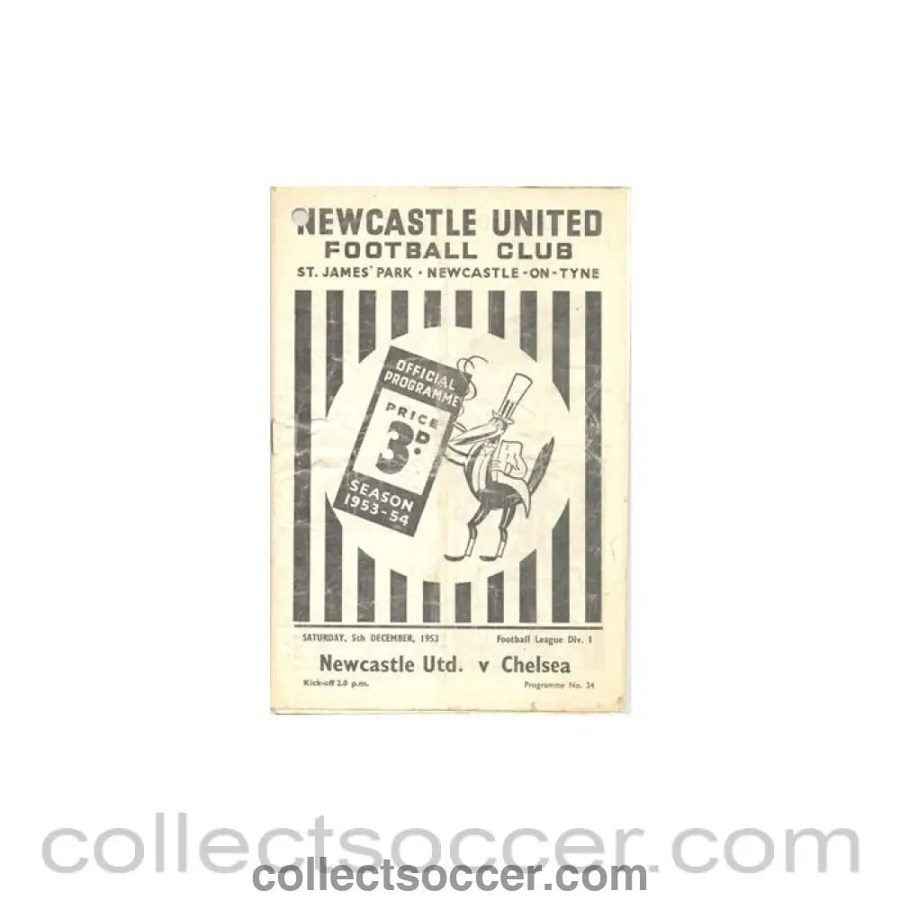 1953 - Newcastle United vChelsea official programme 05/12/1953 - Collect Soccer