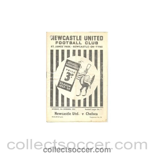 1953 - Newcastle United vChelsea official programme 05/12/1953 - Collect Soccer