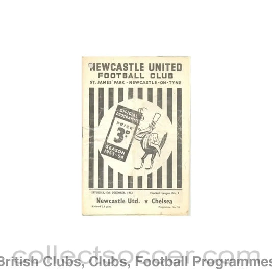 1953 - Newcastle United vChelsea official programme 05/12/1953