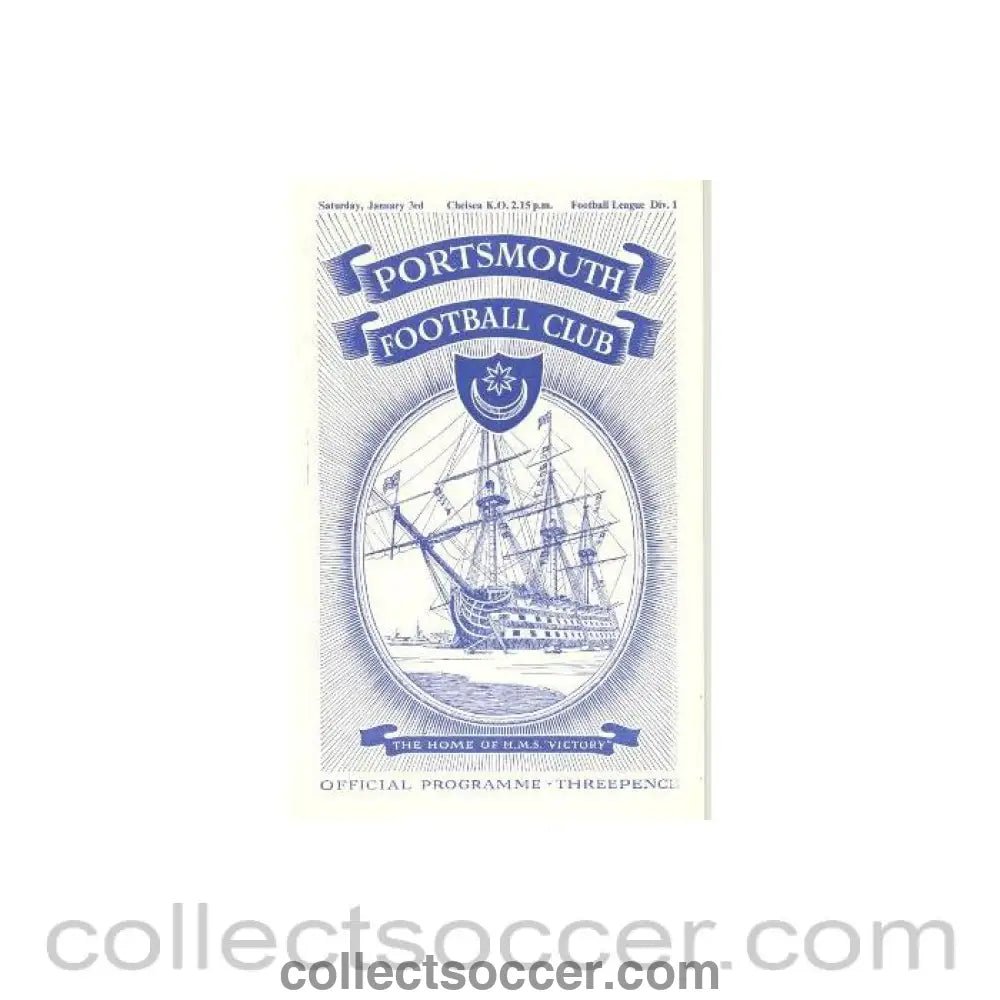 1953 - Portsmouth v Chelsea official football programme 03/01/1953 - Collect Soccer