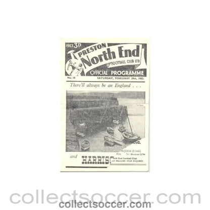 1953 - Preston North End v Chelsea official football programme 28/02/1953 front cover corner missing - Collect Soccer