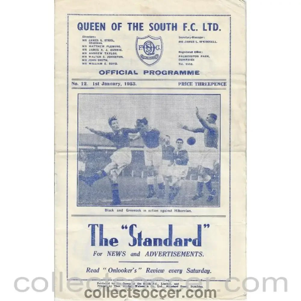 1953 - Queen of the South v St Mirren programme 1/1/1953 - Collect Soccer