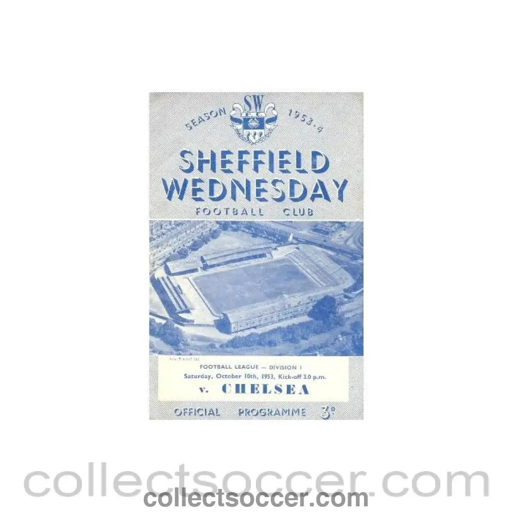 1953 - Sheffield Wednesday vChelsea official programme 10/10/1953 - Collect Soccer