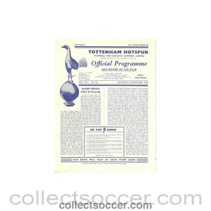 1953 - Tottenham Hotspur v Portsmouth official programme 28/03/1953 Football League - Collect Soccer